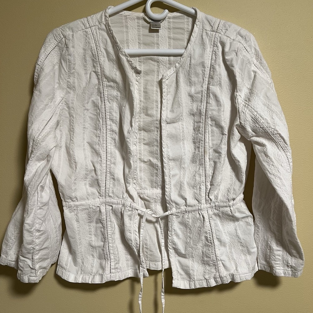 Women's Embroidered Cotton Blouse Large Romantic Prairie Renaissance Hippie Boho